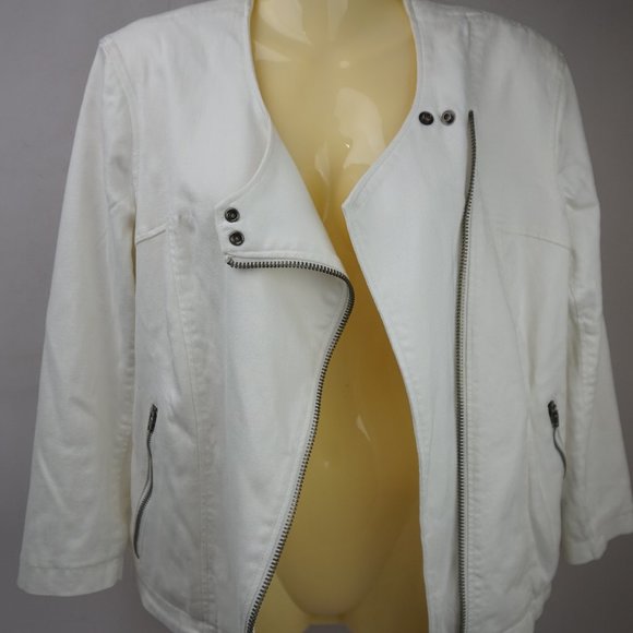 Helmut Lang Women's White Moto Jacket Size Medium - Picture 3 of 5